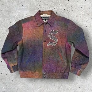 [UNISEX] SUPREME Multicolour Real Lamb Leather Varsity Jacket S | Deadstock